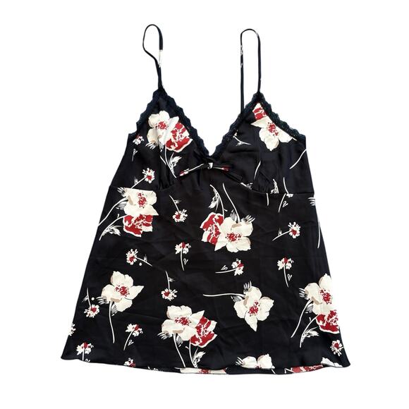 Unbranded Tops - Floral Size Medium Babydoll Tank Top Red Black Y2k Flower
